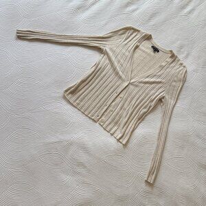 American Eagle Cream Ribbed Cardigan